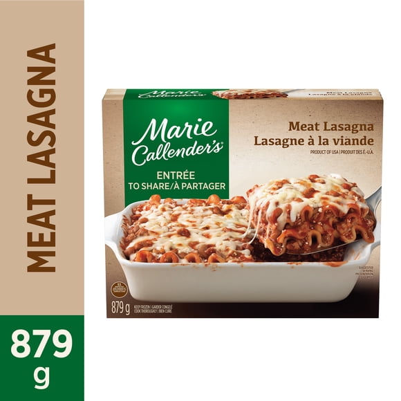 Marie Callender's Meat Lasagna Frozen Dinner, Hearty Meal, Includes pasta from scratch and vine ripened tomatoes, Made with beef and pork, Meat Lasagna Frozen Meal, 879g