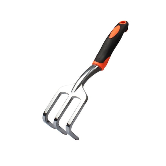 Three-Tine Garden Rake, Heavy-Duty Stainless Steel Cultivator, Hand Claw with Ergonomic Handle, Weeding Fork for Loosening Soil, Mixing with Fertilizers for Gardening, Small Farms