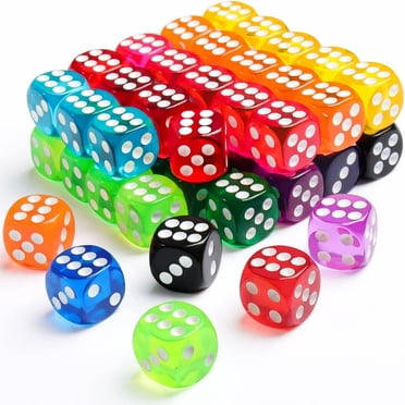 YOPTOP 100 Pieces Colored Dice  6 Sided Dice for Board Games  14mm Bulk Dice for Math Learning  Dice for Classroom