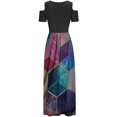 thumbnail image 4 of Robes d'Été pour Femmes 2022 Robe Décontractée Élégante pour Femmes à Épaules Dénudées avec Poches, Imprimé Floral, Maxi à Manches Courtes, 4 of 5