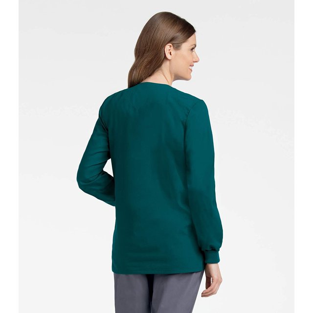 Landau Essentials Veste d'Uniforme Médicale pour Femmes, Coupe Classique et Décontractée, Col Rond, 4 Poches