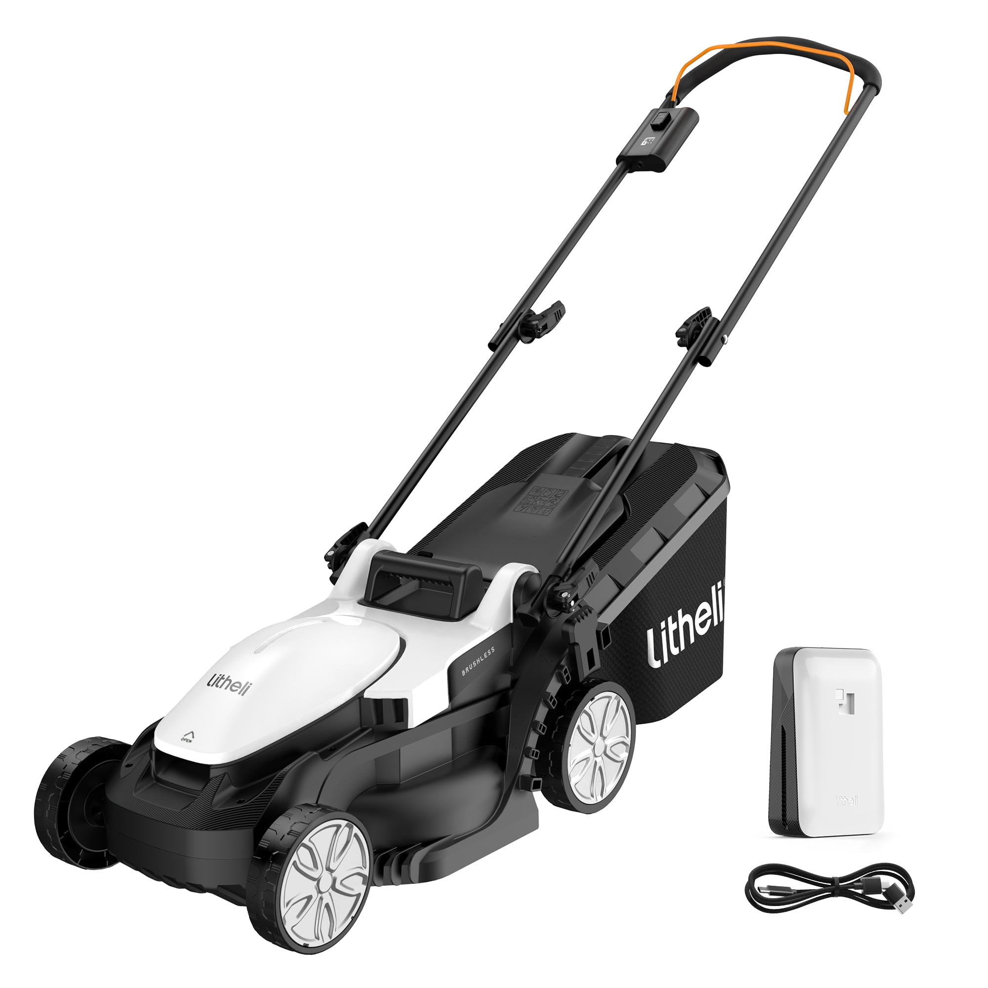 Litheli Tondeuse à gazon sans fil 20V 13 po, 5 hauteurs d'ajustement, série U20 tondeuses électriques pour jardin avec moteur sans balais et batterie 4,0Ah
