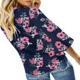 thumbnail image 3 of CHUANK Women‘s Button Down V Neck Tops Ruffled 3/4 Sleeve Tie Knot Front Blouses White Sizes S-2XL, 3 of 7