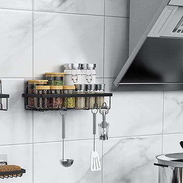 TopLLC Storage Bins Panier Divers pour Douche et Salle de Bain, Boîte de Rangement Suspendue Murale Noire Sans Perçage avec Crochets Robustes, Organisateur de Rangement Flottant Support Suspendu pour Salle de Bain Sacs de Rangement