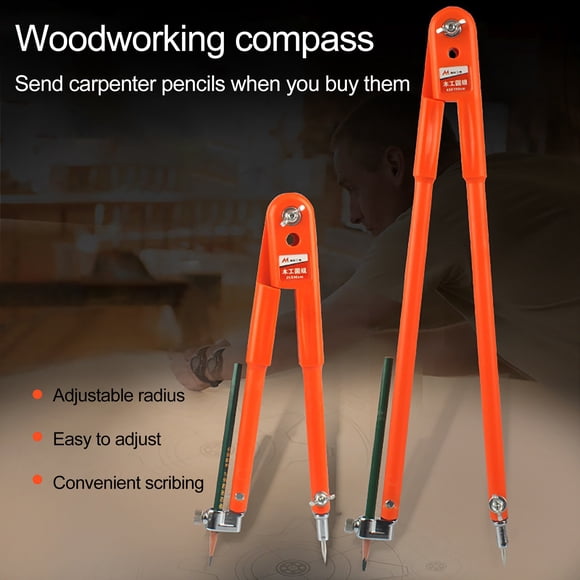 Cqxid Woodworking Tools Under $20 Large S Marking Pencil Drawing Diameter-Orange Multi-functional + Precision Woodworking L Line Decoration Compass Compass Tool Gauge Tools Home Improvement
