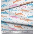 thumbnail image 2 of Soimoi Rayon Fabric Bubbles & Fish Ocean Print Sewing Fabric Yard 56 Inch Wide, 2 of 2