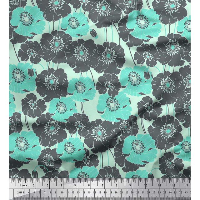 Soimoi Cotton Voile Fabric Artistic Flower Fabric Prints By Yard 56 Inch Wide