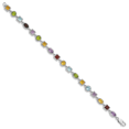 thumbnail image 2 of 925 Sterling Silver 7inch Rhod Plated Rainbow Semi Precious Stone Bracelet, 2 of 3
