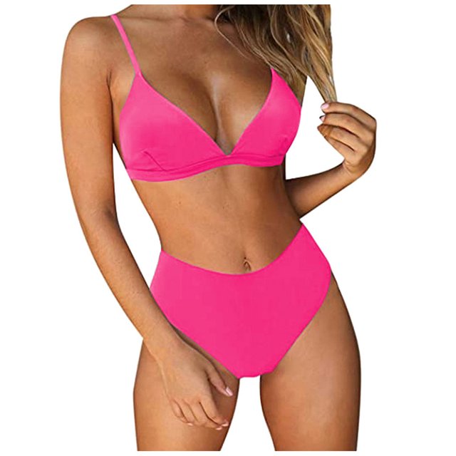 EGNMCR Bikini Set Fashion Women Solid And Printed Swimwear Bikini Split Swimsuit Set