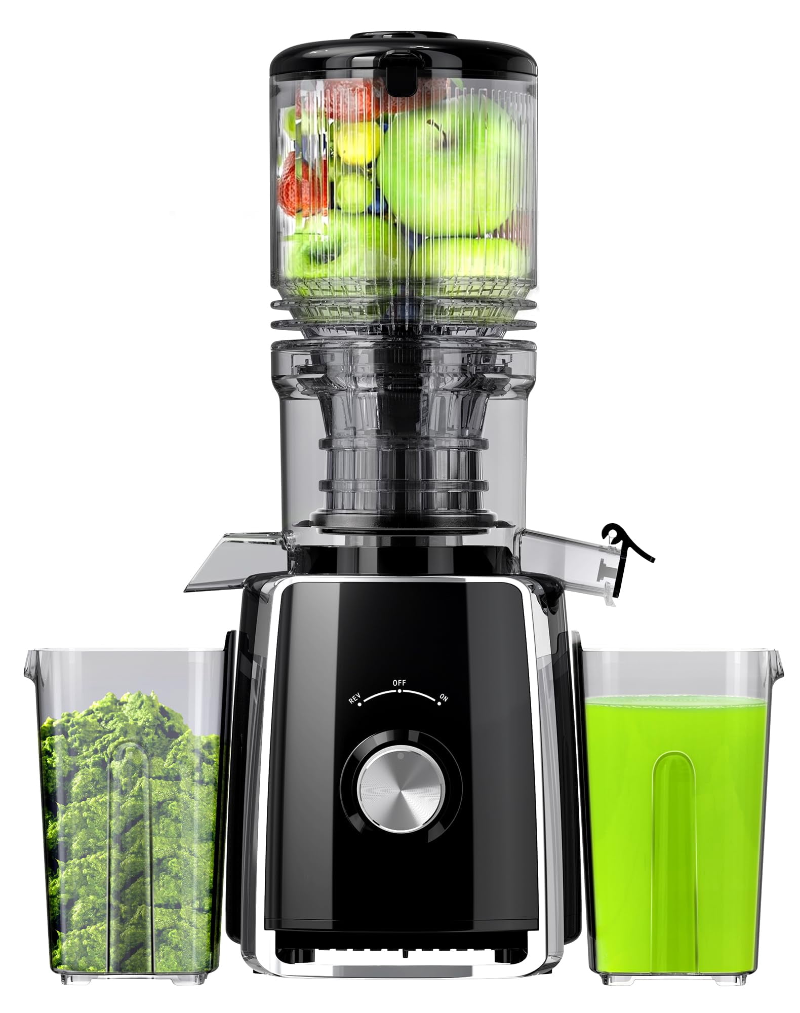 Cold Press Juicer, Slow Masticating with Wide Feed Chute for Whole Fruits & Vegetables | Higher Juice Yield & Nutrient Retention | BPA-Free, 300W Qui