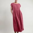 thumbnail image 1 of HKEJIAOI Robes Décontractées pour Femmes Offres Liquidation Cadeau d'Anniversaire Mode pour Femmes Uni Sans Manches à Col Rond Robe Longue Rétro Bordeaux, 1 of 6