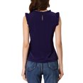 thumbnail image 3 of INSPIRE CHIC Women's Sleeveless Blouse Ruffled Pleated Wear-to-Work Chic Blouse M Dark Blue, 3 of 6