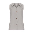 thumbnail image 4 of Tank Top for Women, Womens Solid Button V-Neck Tank Top, 4 of 7