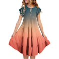 thumbnail image 1 of FhsagQ Robes Filles Été Dégradé Col Rond Manches Volantées Ligne à Étages Robe Décontractée Respirante Confortable Robe Ludique pour Enfants Tout-Petits Fête d'Anniversaire Tenue Quotidienne Orange 10-11 Ans, 1 of 5