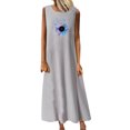 thumbnail image 1 of RKSTN Robes pour Femmes 2023 Mode Été Décontracté Col Rond Sans Manches Jupes Maxi Poches Vacances Couleur Unie Plage Longue Robe avec Imprimé Graphique, 1 of 4