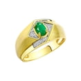 thumbnail image 3 of RYLOS Mens Rings Yellow Gold Plated Silver Ring 6X4MM Oval Shape Gemstone & Diamond Ring Emerald May Birthstone Rings For Man Silver Rings, Size 13, 3 of 7