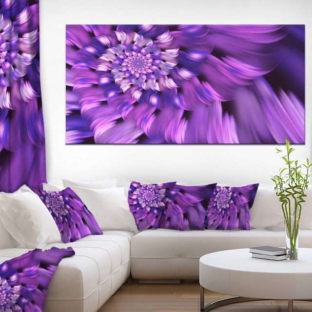 Blue Flower Shaped Fractal Art - Floral Canvas Art Print