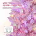 thumbnail image 2 of 6 Ft Pre-Lit Christmas Trees,Pre-Lit Snow Flocked Pencil Christmas Tree with Foldable Base,Lighted Christmas Decoration for Home Party Office,White&Pink, 2 of 7