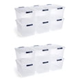 thumbnail image 1 of Rubbermaid Cleverstore 32 Quart Plastic Storage Tote Container w/ Lid (12 Pack), 1 of 6