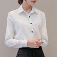 thumbnail image 2 of Timegard Hauts Formels pour Femmes Col à Revers Boutonné Manches Longues Chemises de Travail Décontractées Slim, 2 of 4