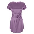 thumbnail image 4 of Offre à Durée Limitée Iumwxz Robe à Col Rond à Manches Courtes pour Femme Tunique à Ourlet Arrondi Robe Formelle avec Ceinture Robes Unies Longues Robes pour Femmes Robe Douce et Confortable pour Fête d'Anniversaire, 4 of 6