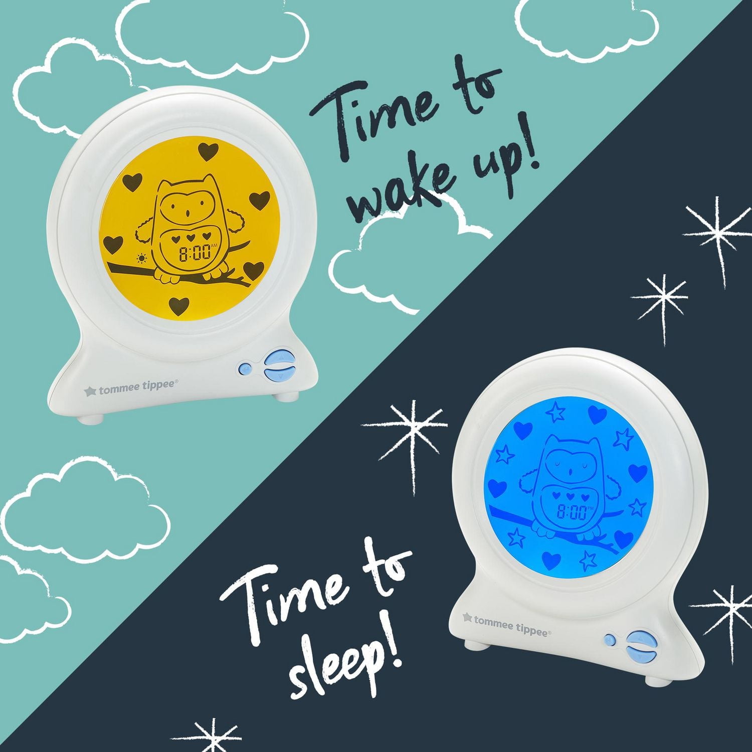 Réveil éducatif Groclock de Tommee Tippee, réveil et veilleuse pour jeunes enfants