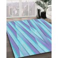 thumbnail image 3 of Ahgly Company Tapis d'Intérieur Lavable à la Machine, Carré, Transitionnel, Bleu, Tapis de Zone, 3 Pieds Carré, 3 of 7