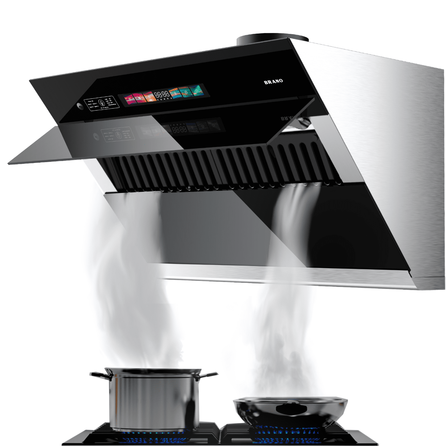 BRANO 900CFM Under Cabinet Range Hood Stainless Steel Vent Hood with Voice/Gesture/Touch Control Control,36 inch