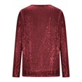thumbnail image 5 of Haut à Paillettes de Célébration à Manches Longues à Col Rond pour – Chandail Décontracté Prêt pour Fête avec T-Shirts Scintillants pour Femmes Bourgogne TG, 5 of 5