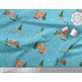 thumbnail image 2 of Soimoi Georgette Viscose Fabric House,Tree & Car Transport Print Sewing Fabric Yard 42 Inch Wide, 2 of 3