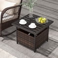 thumbnail image 4 of Costway Brown Rattan Wicker Steel Side Table Deck Garden Patio Pool Furniture, 4 of 10