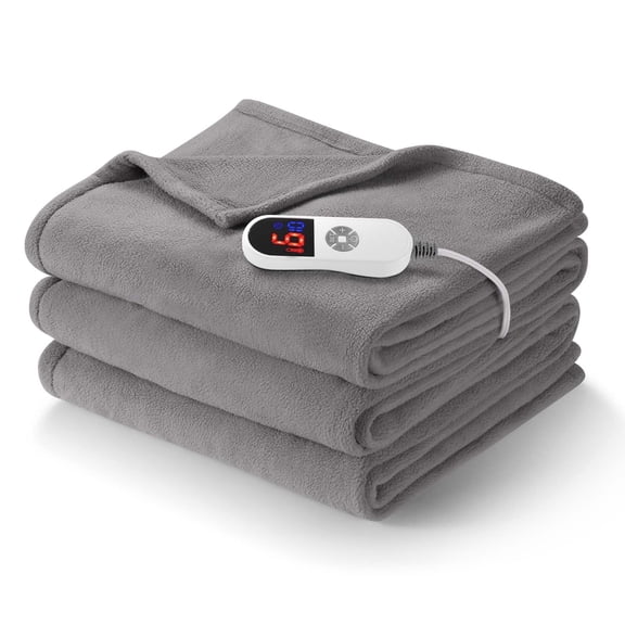 Electric Heated Blanket Full Size 72'' x 84'' with 6 Heating Levels 10H Timers, ETL certification Machine Washable- Gray