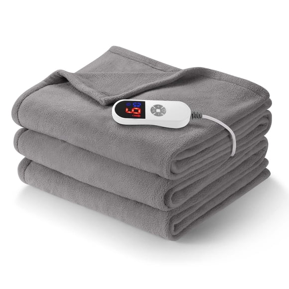 Electric Heated Blanket Full Size 72'' x 84'' with 6 Heating Levels 10H Timers, ETL certification Machine Washable- Gray