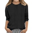 thumbnail image 1 of FAOWME T-Shirt Mode Fille Couleur Unie Col Rond Confortable Noir 4-5 Ans, 1 of 4