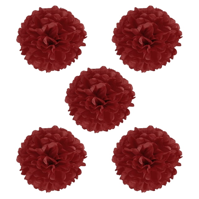 Uxcell 8" Tissue Pom Poms Paper Flowers Ball Wedding Party Decoration, Red 5 Pack