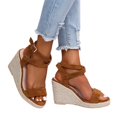 thumbnail image 3 of Womens Wedge Espadrilles Platform Cross Strap Ankle Buckle Open Toe Slingback Summer Sandals, 3 of 6