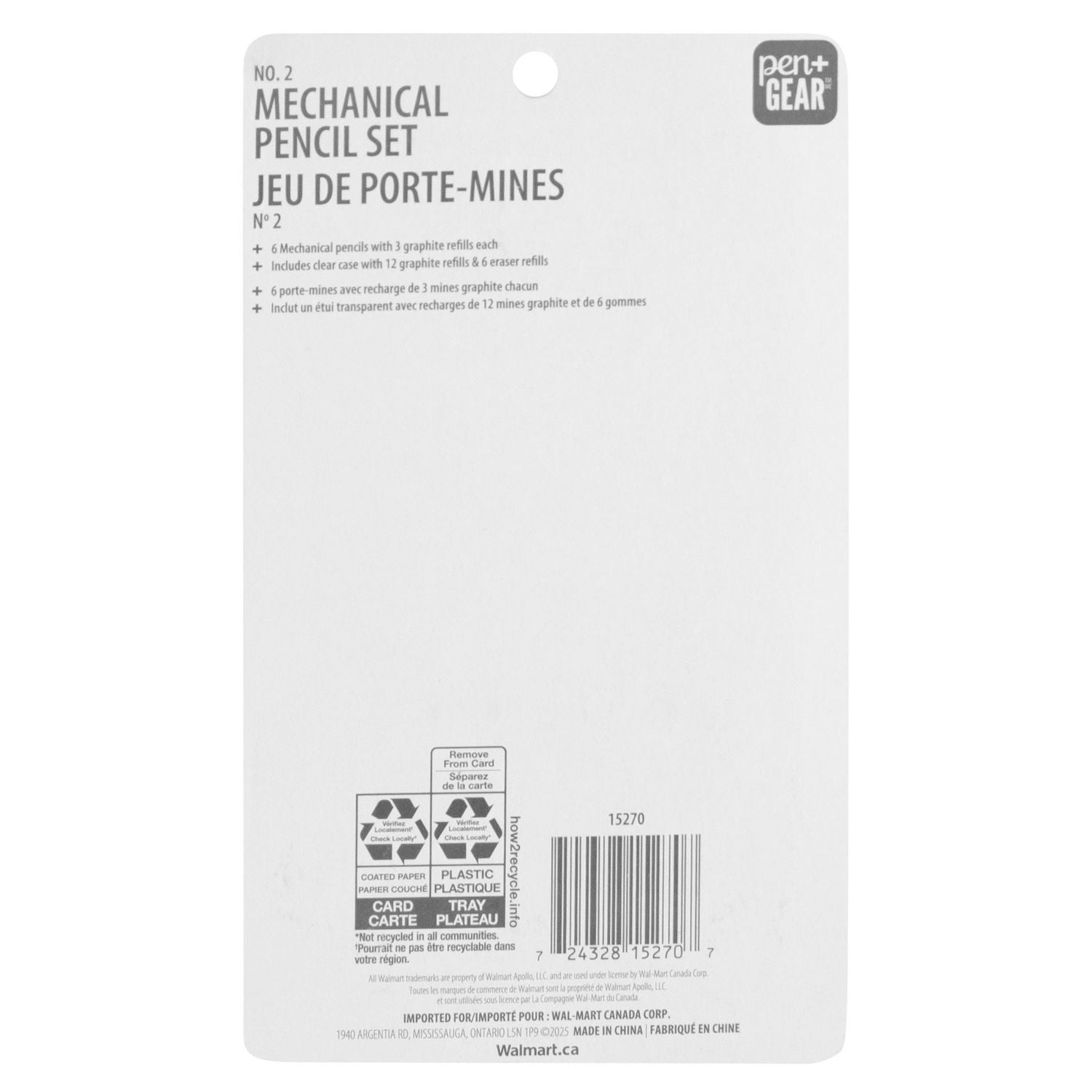 Crayons mécaniques rechargeables Pen+Gear #2 avec recharges de mine, 0,7 mm, lot de 6