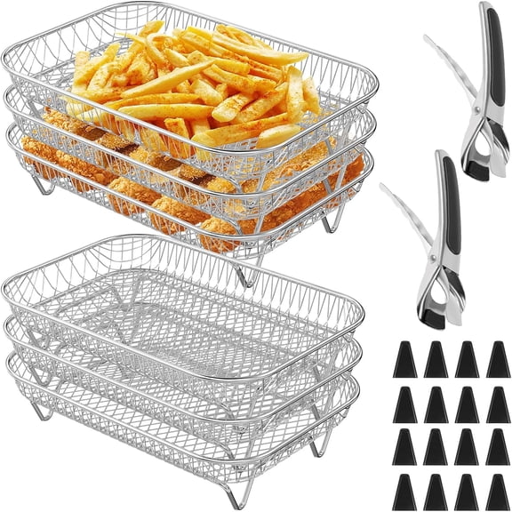 Grilles Empilables en Acier Inoxydable pour Friteuse à Air Chaud, Cuisson Efficace, avec Déshydrateur, pour Cuisines Domestiques et Restaurants, Idéales pour une Expérience Culinaire Améliorée