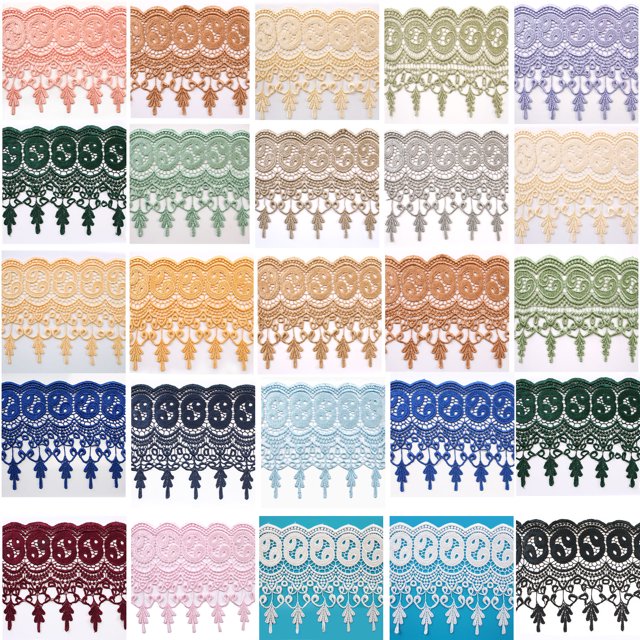 7.5" Wide 20 Colors Floral Venice Lace Trim Guipure Fringe Trimming By Yardage