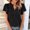 thumbnail image 2 of Birdeem Womens Spring and Summer Gold Lace Stitching V-Neck Solid Color Bottom T-Shirt Hollow Top, 2 of 8