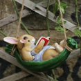 thumbnail image 4 of Statue de Jardin Balançoire Lapin Patio Animal Intérieur Extérieur Mignon Décoration Suspendue Lapins, 4 of 8