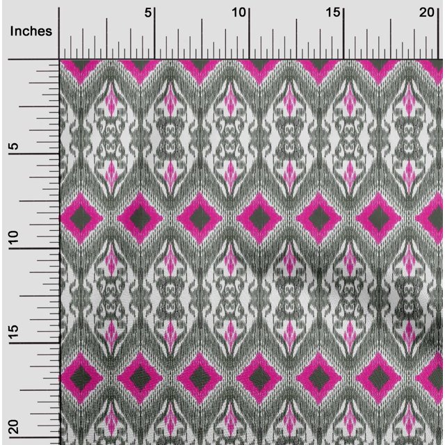 oneOone Cotton Poplin Fabric Geometric Ikat Printed Craft Fabric BTY 56 Inch Wide