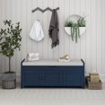 thumbnail image 2 of Noble House Farmhouse Storage Bench, 3 Shutter Doors, Removable Cushion, Hidden Storage, Antique Navy Blue, 2 of 14