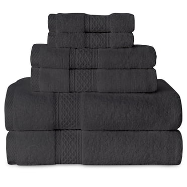 Gogreen Gray Bath Towel Sets of 6 Pieces, 2 Bath Towels 2 Hand Towels 2 Washcloths, 100% Cotton Highly Absorbent Towels for Bathroom, Gym, Hotel (Dark gray)