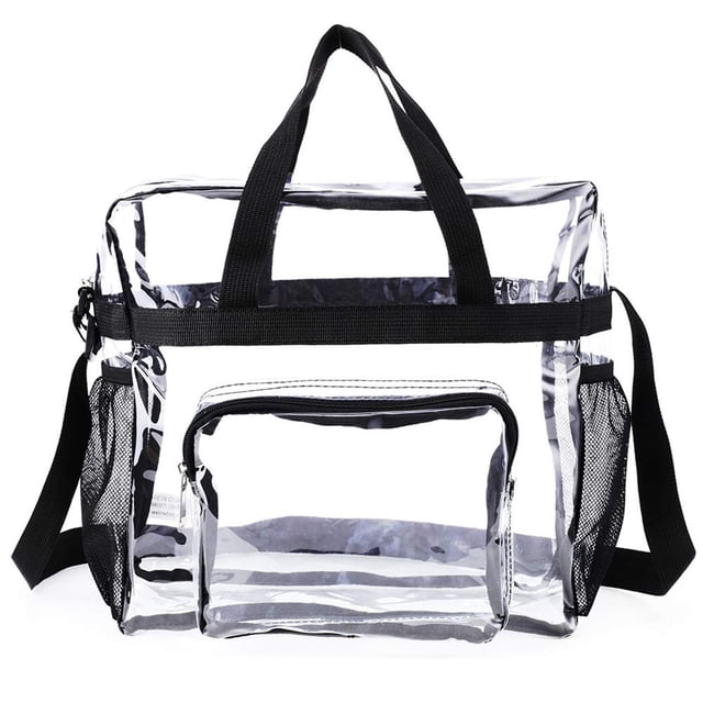 Strap Front Storage Compartment Transparent Lunch Bags for Men Women Work Stadium Approved Adjustable Shoulder