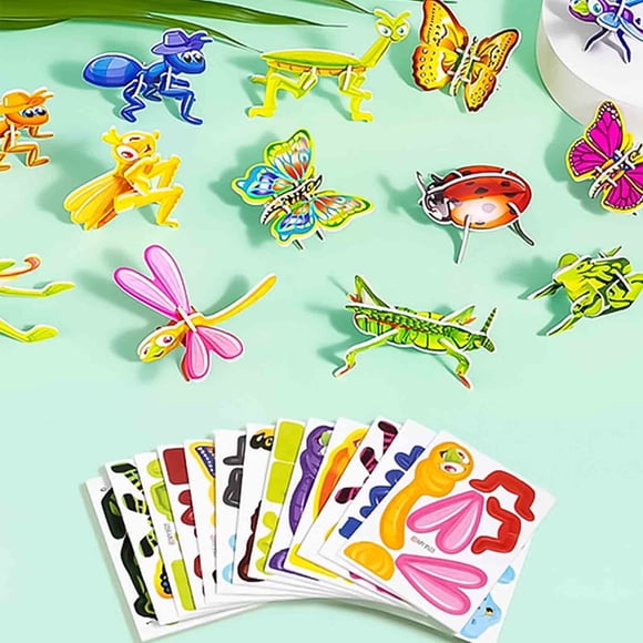Fasiaou 3D Jigsaw Puzzles Animals with 25 PCS Mini 3D Cartoon Puzzles for All Ages Perfect Family Fun Activity Gift(C)