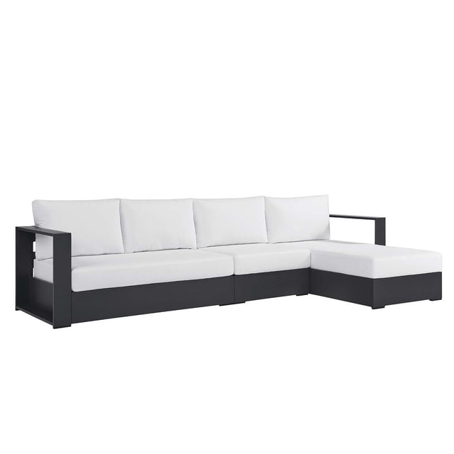 Modway Tahoe 3-Piece Outdoor Patio Furniture Sectional, White