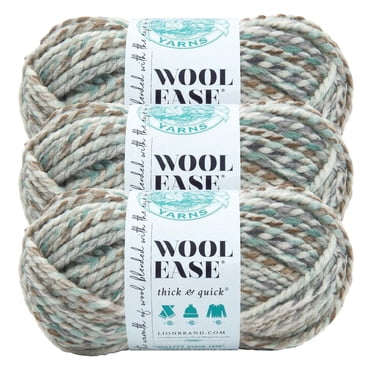 Lion Brand Wool-Ease Thick & Quick Yarn #6 Super Chunky Wool Acrylic Yarn 3-Pack
