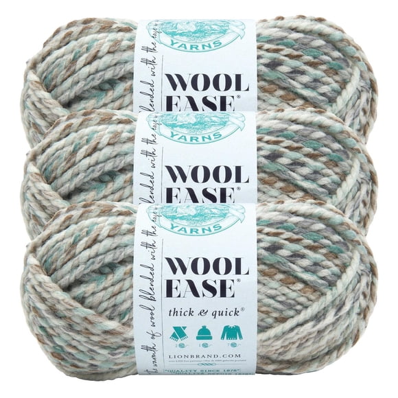 Lion Brand Wool-Ease Thick & Quick Yarn #6 Super Chunky Wool Acrylic Yarn 3-Pack