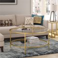 thumbnail image 2 of Henn&Hart Round Metal Base Coffee Table in Brass with Glass Top, 2 of 7